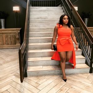 Asos bow shoulder high low maxi dress